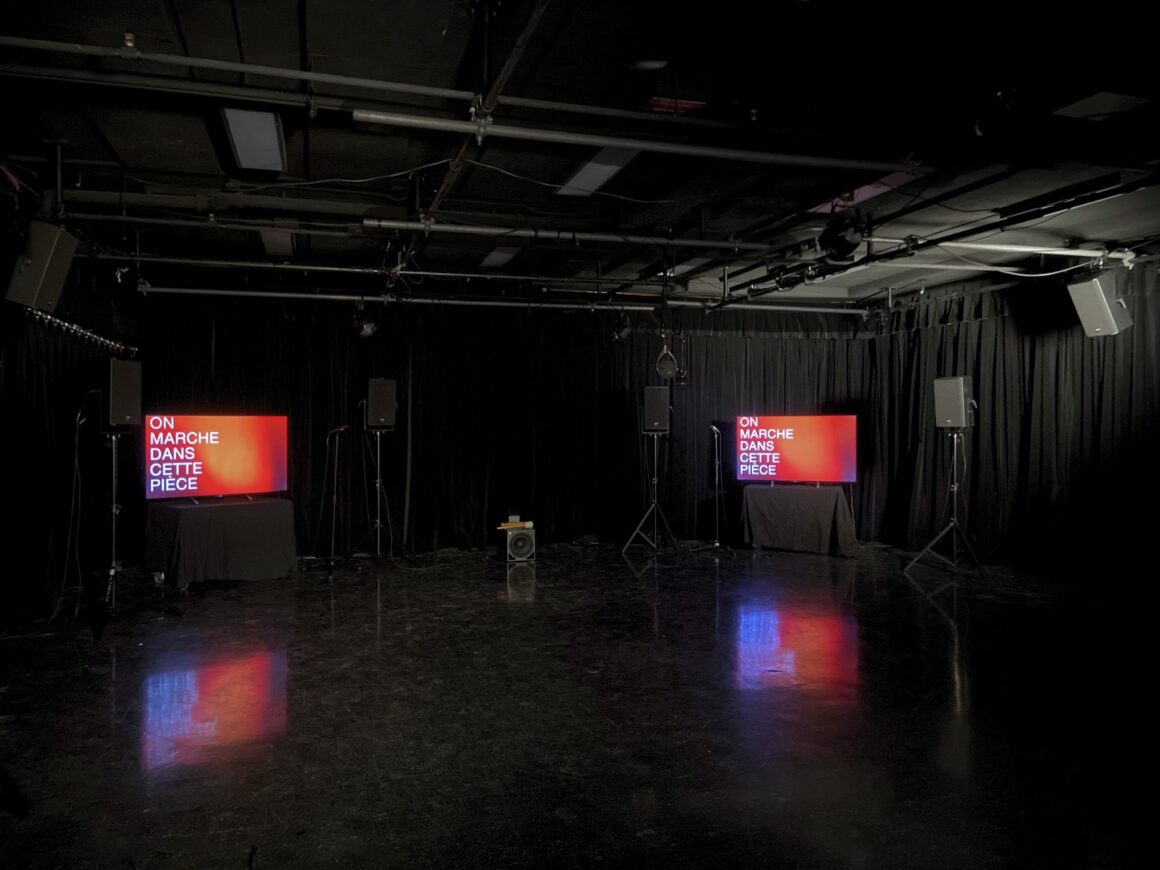 Dispositif technologique. Résidence de création, décembre 2025 - janvier 2026, Salle d'expérimentation,
Hexagram, Montréal. © Nicola Giannini